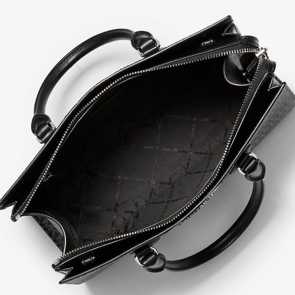 Michael Kors Sheila Medium Signature Logo and Metallic Satchel Crossbody CZ NWT - Picture 3 of 16